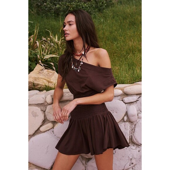Free People Free-Est Scorching Hot Mini Dress Smocked Off The Shoulder S 284173 - Picture 1 of 10